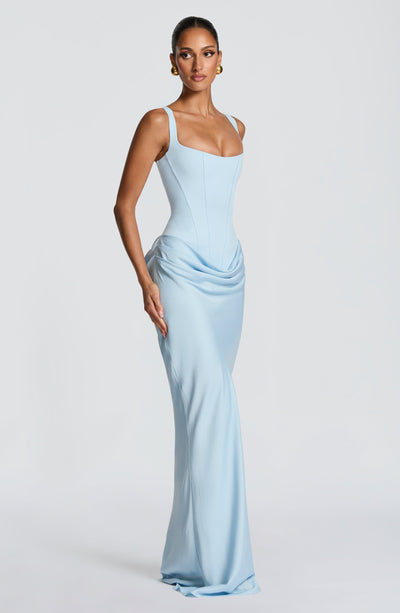 Mia | Damen Formelles Drapiertes Maxi Abendkleid
