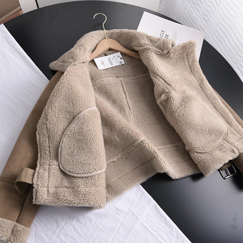 Nicole | Damen Gefütterte Taillierte Bikerjacke mit Reißverschluss