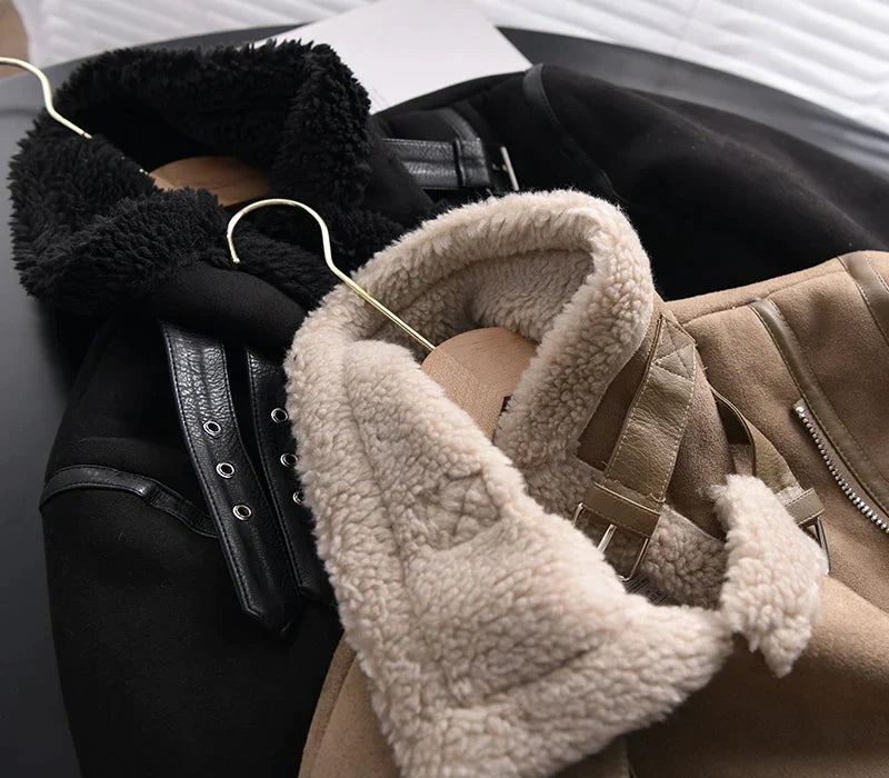 Nicole | Damen Gefütterte Taillierte Bikerjacke mit Reißverschluss