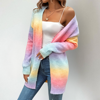 Nicole | Damen Lässige Offene Lange Strickjacke