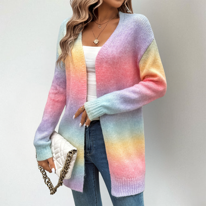 Nicole | Damen Lässige Offene Lange Strickjacke