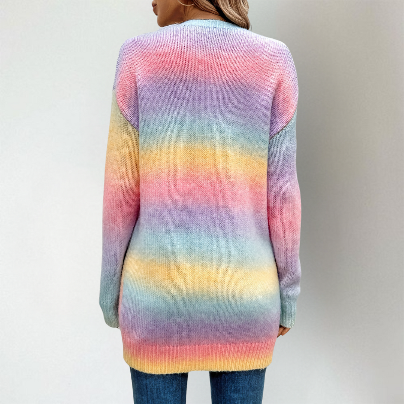 Nicole | Damen Lässige Offene Lange Strickjacke
