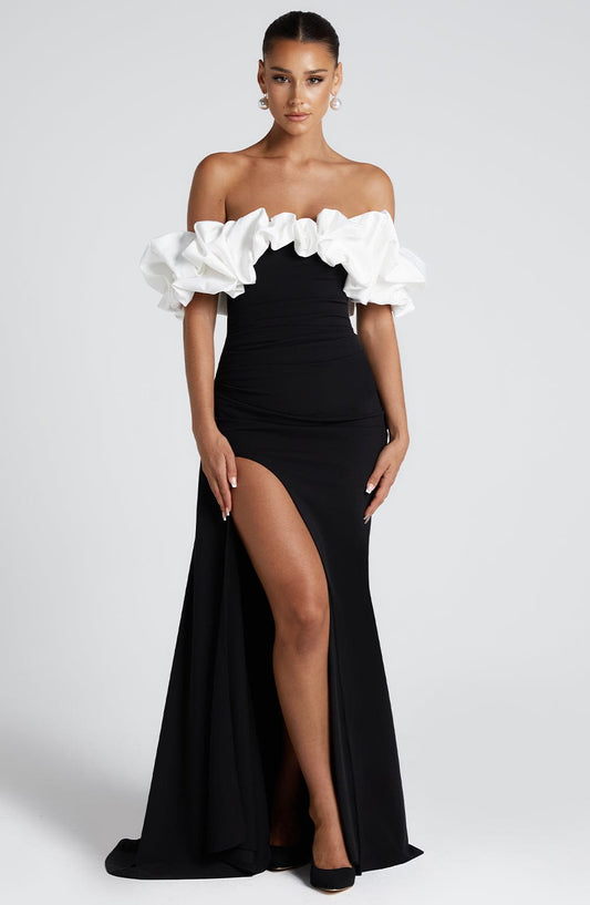 Nicole | Damen Schulterfreies Figurbetontes Abendkleid