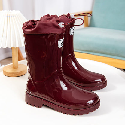 Nicole | Damen Wasserdichte Wadenhohe Gummistiefel mit Kordelzug