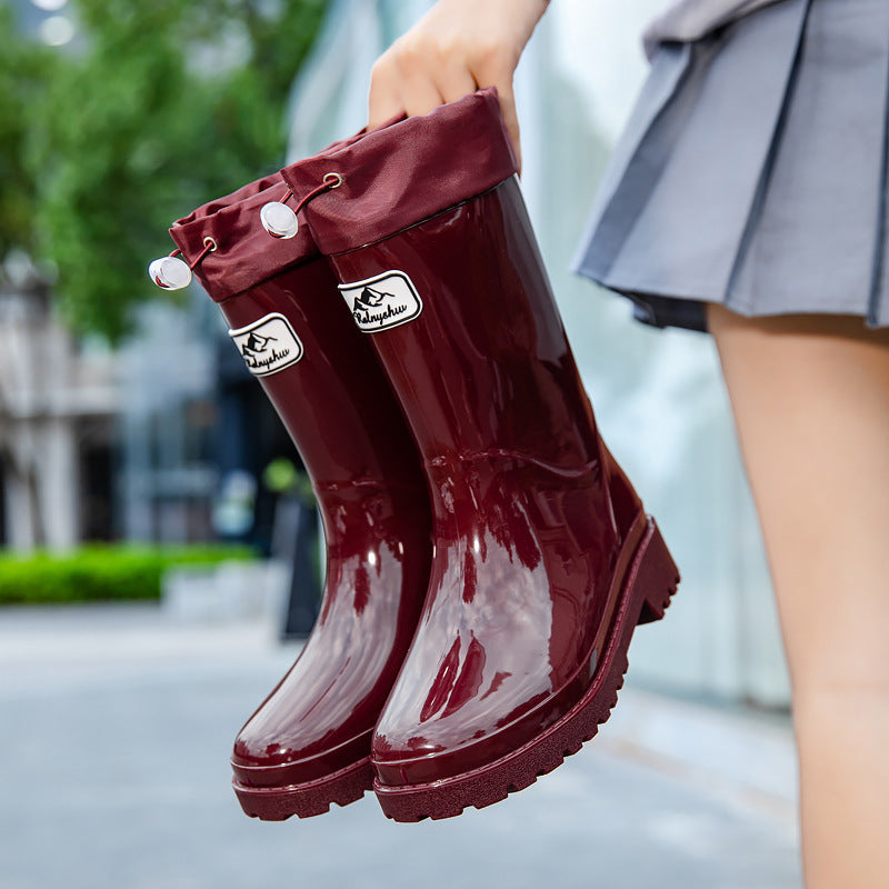 Nicole | Damen Wasserdichte Wadenhohe Gummistiefel mit Kordelzug