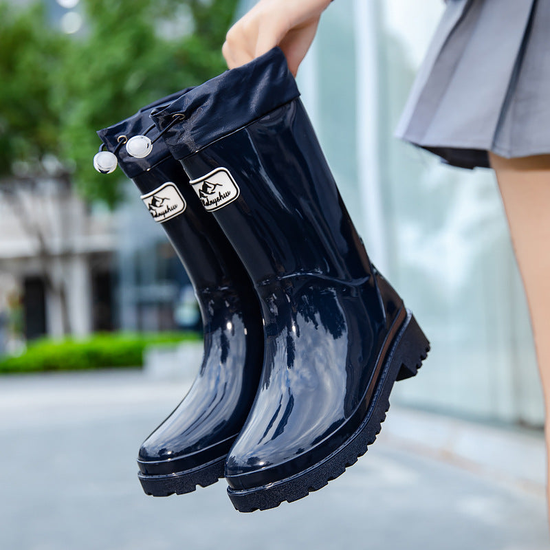Nicole | Damen Wasserdichte Wadenhohe Gummistiefel mit Kordelzug