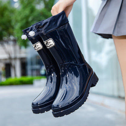 Nicole | Damen Wasserdichte Wadenhohe Gummistiefel mit Kordelzug