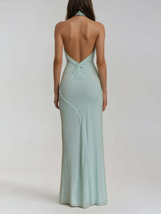 Renate | Damen Rückenfreies Neckholder Maxikleid