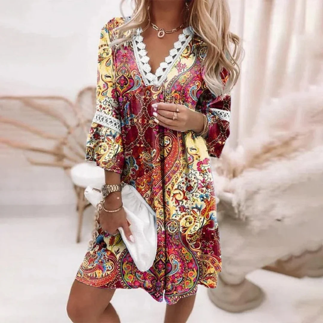 Rhea | Damen V-Ausschnitt Boho Sommerkleid