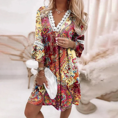 Rhea | Damen V-Ausschnitt Boho Sommerkleid