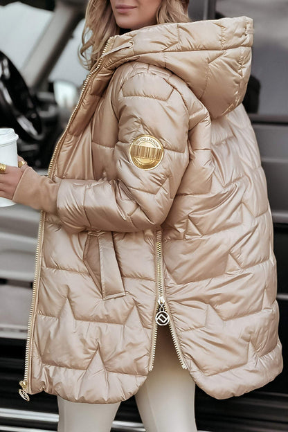 Sandra | Damen Gesteppte Winterjacke mit Kapuze und Reißverschluss