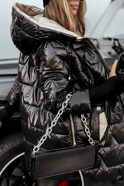 Sandra | Damen Gesteppte Winterjacke mit Kapuze und Reißverschluss
