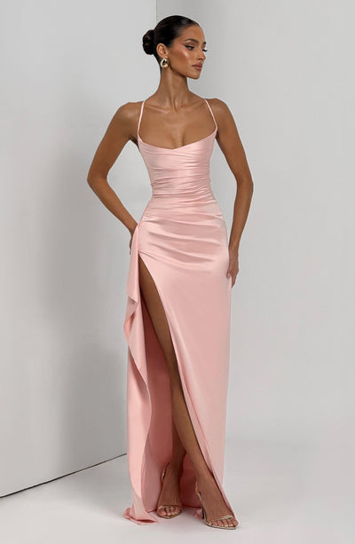 Sandra | Damen Langes Satin Abendkleid