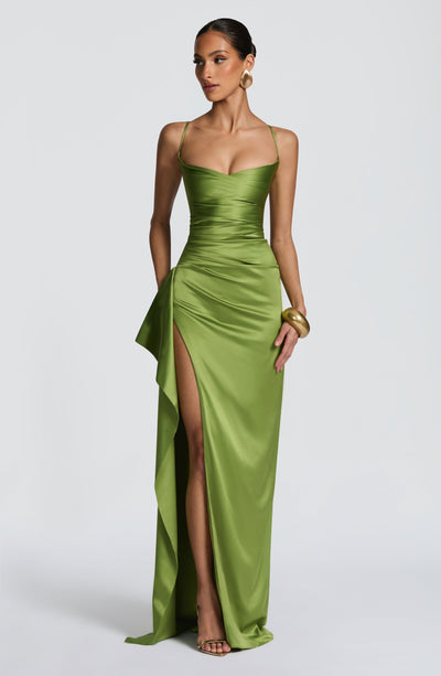 Sandra | Damen Langes Satin Abendkleid