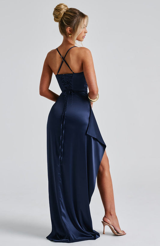 Sandra | Damen Langes Satin Abendkleid