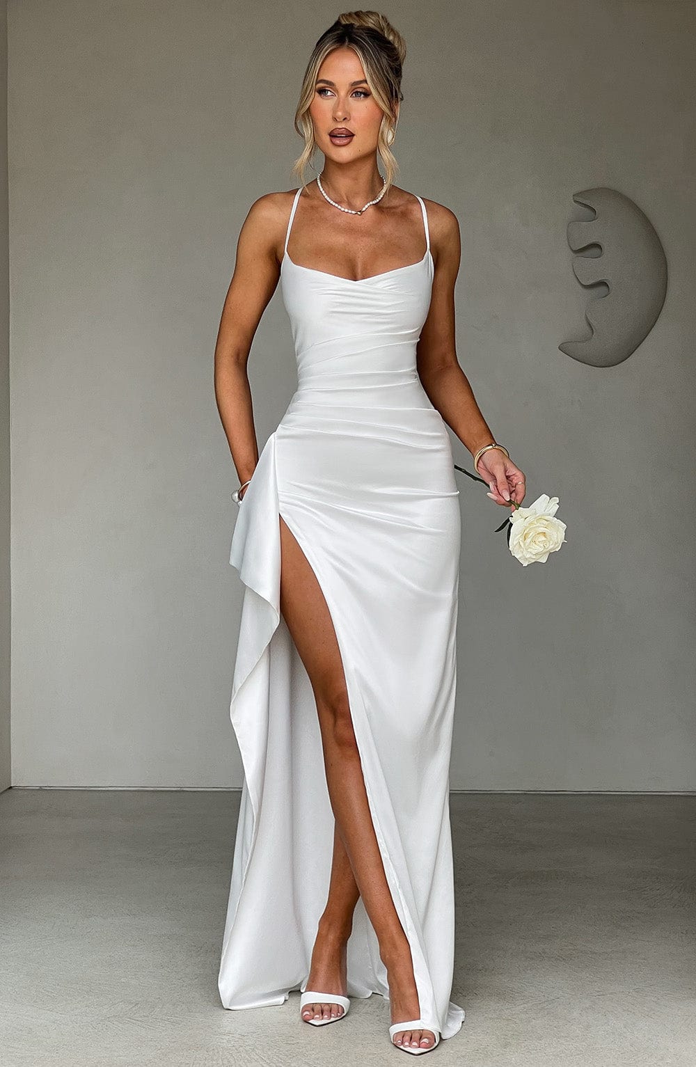 Sandra | Damen Langes Satin Abendkleid