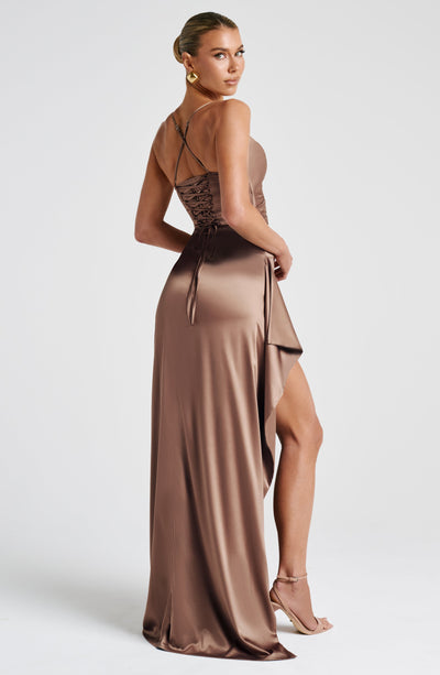 Sandra | Damen Langes Satin Abendkleid