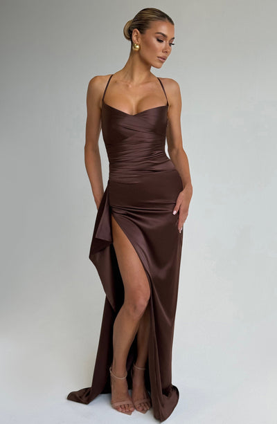 Sandra | Damen Langes Satin Abendkleid