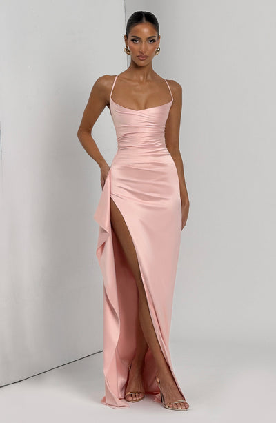 Sandra | Damen Langes Satin Abendkleid