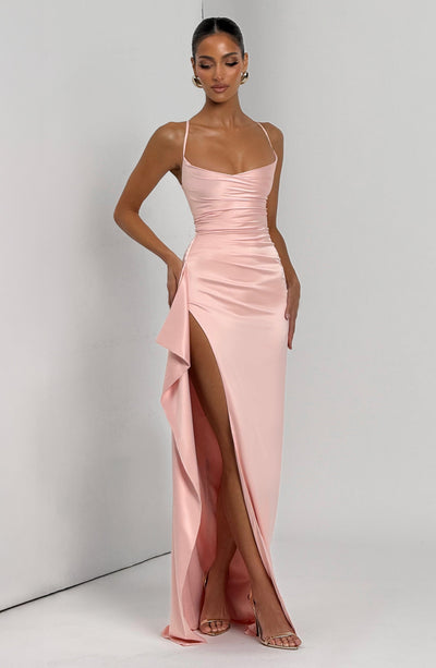 Sandra | Damen Langes Satin Abendkleid
