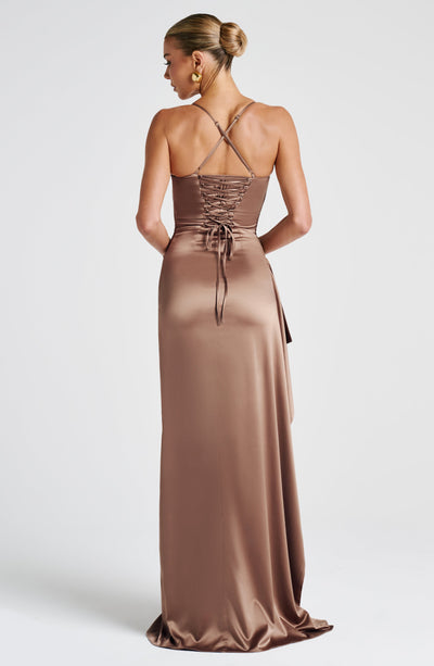 Sandra | Damen Langes Satin Abendkleid