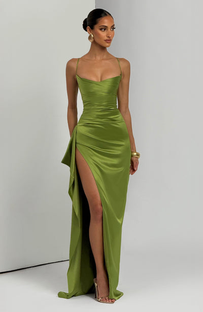 Sandra | Damen Langes Satin Abendkleid