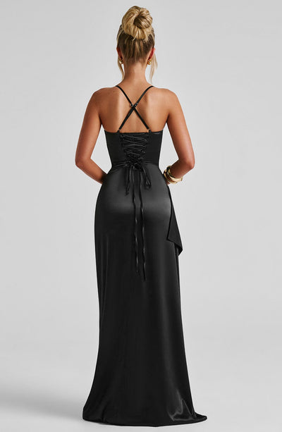 Sandra | Damen Langes Satin Abendkleid