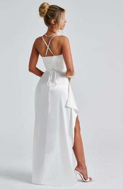 Sandra | Damen Langes Satin Abendkleid