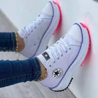 Sofia | Damen Trendige Schnürung Plateau Sneaker