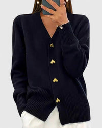 Kathrin | Damen Bequem Knöpfen Strickjacke