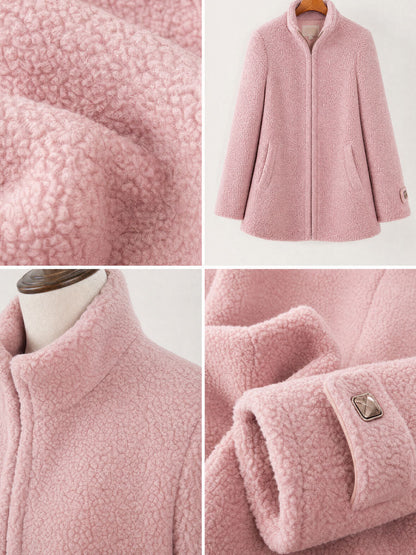 Stefanie | Damen Kuschelige Taillierte Fleecejacke mit Reißverschluss