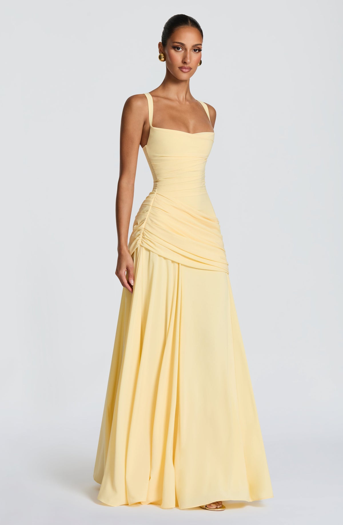 Mavey | Damen Festliche Eckigem Ausschnitt Maxi Dress