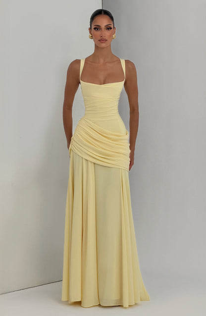 Mavey | Damen Festliche Eckigem Ausschnitt Maxi Dress