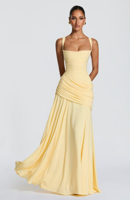 Mavey | Damen Festliche Eckigem Ausschnitt Maxi Dress