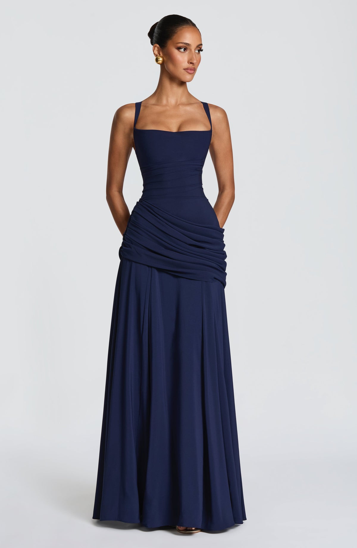 Mavey | Damen Festliche Eckigem Ausschnitt Maxi Dress