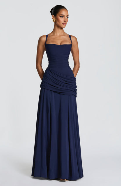 Mavey | Damen Festliche Eckigem Ausschnitt Maxi Dress