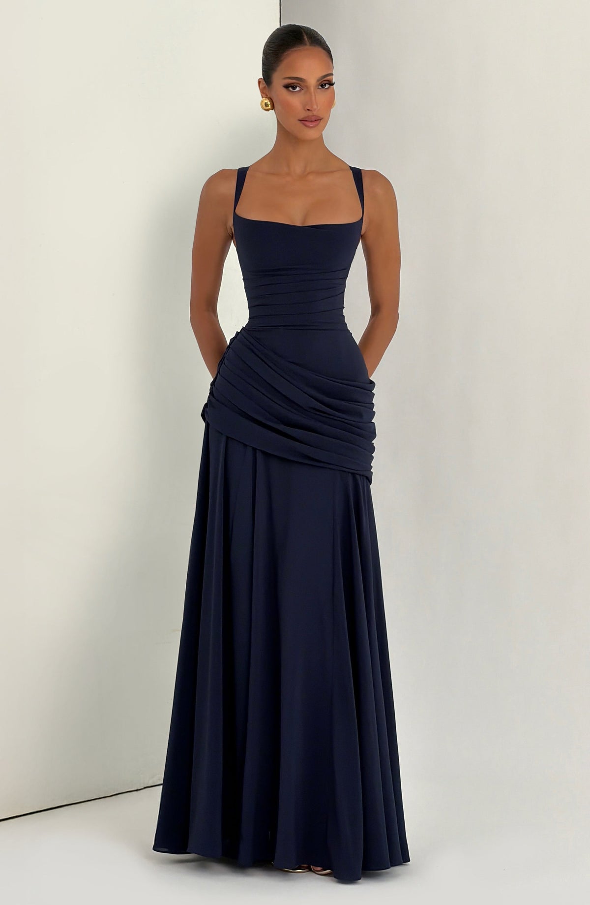 Mavey | Damen Festliche Eckigem Ausschnitt Maxi Dress