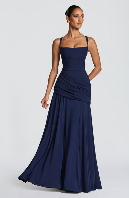 Mavey | Damen Festliche Eckigem Ausschnitt Maxi Dress