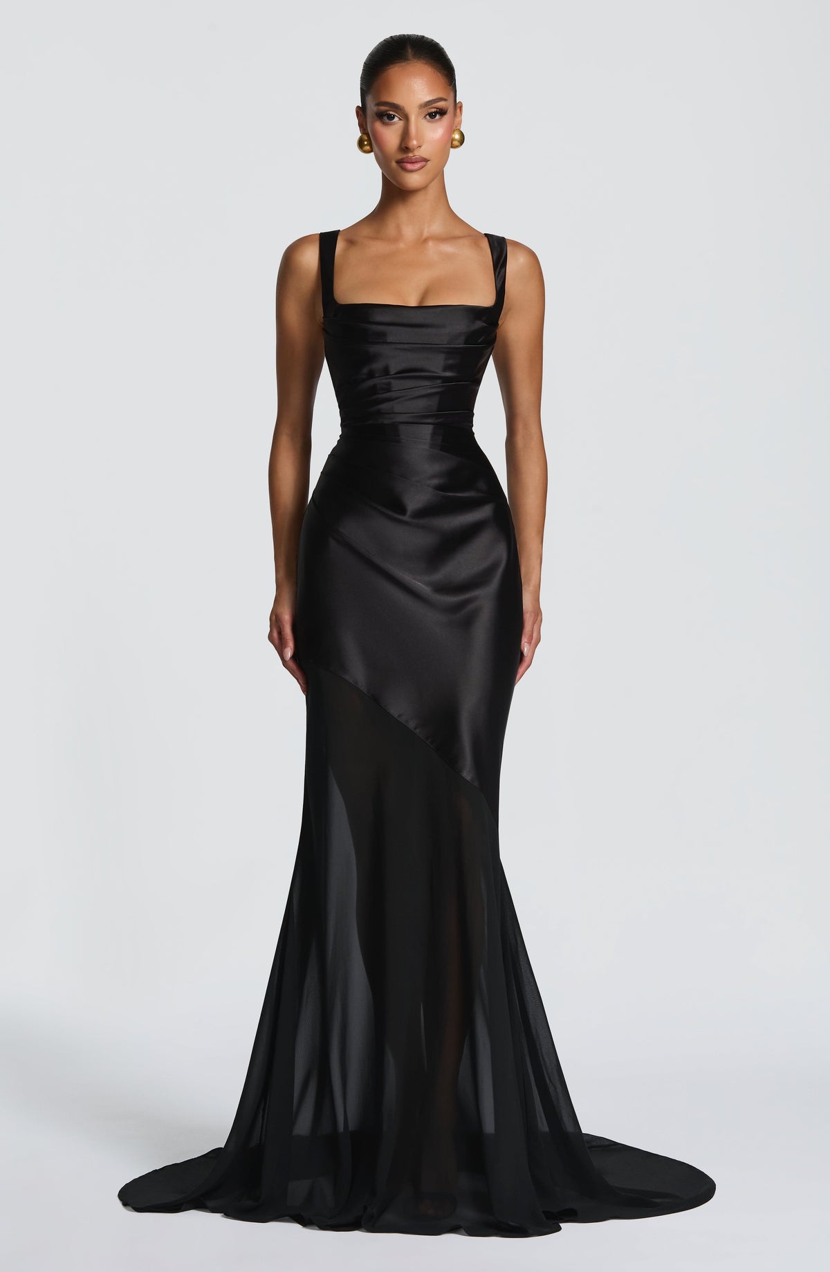 Tanja | Damen Tailliertes Schleppen-Abendkleid mit Korsage