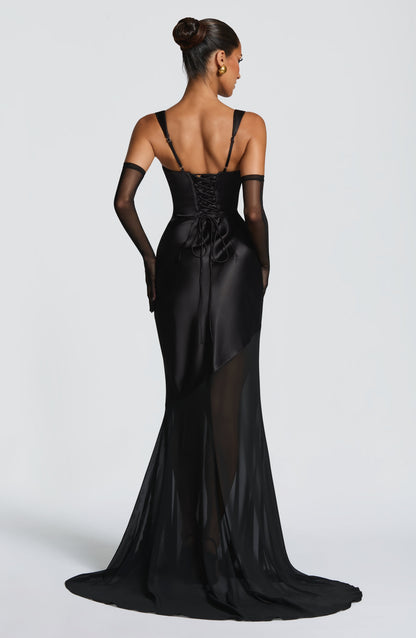 Tanja | Damen Tailliertes Schleppen-Abendkleid mit Korsage