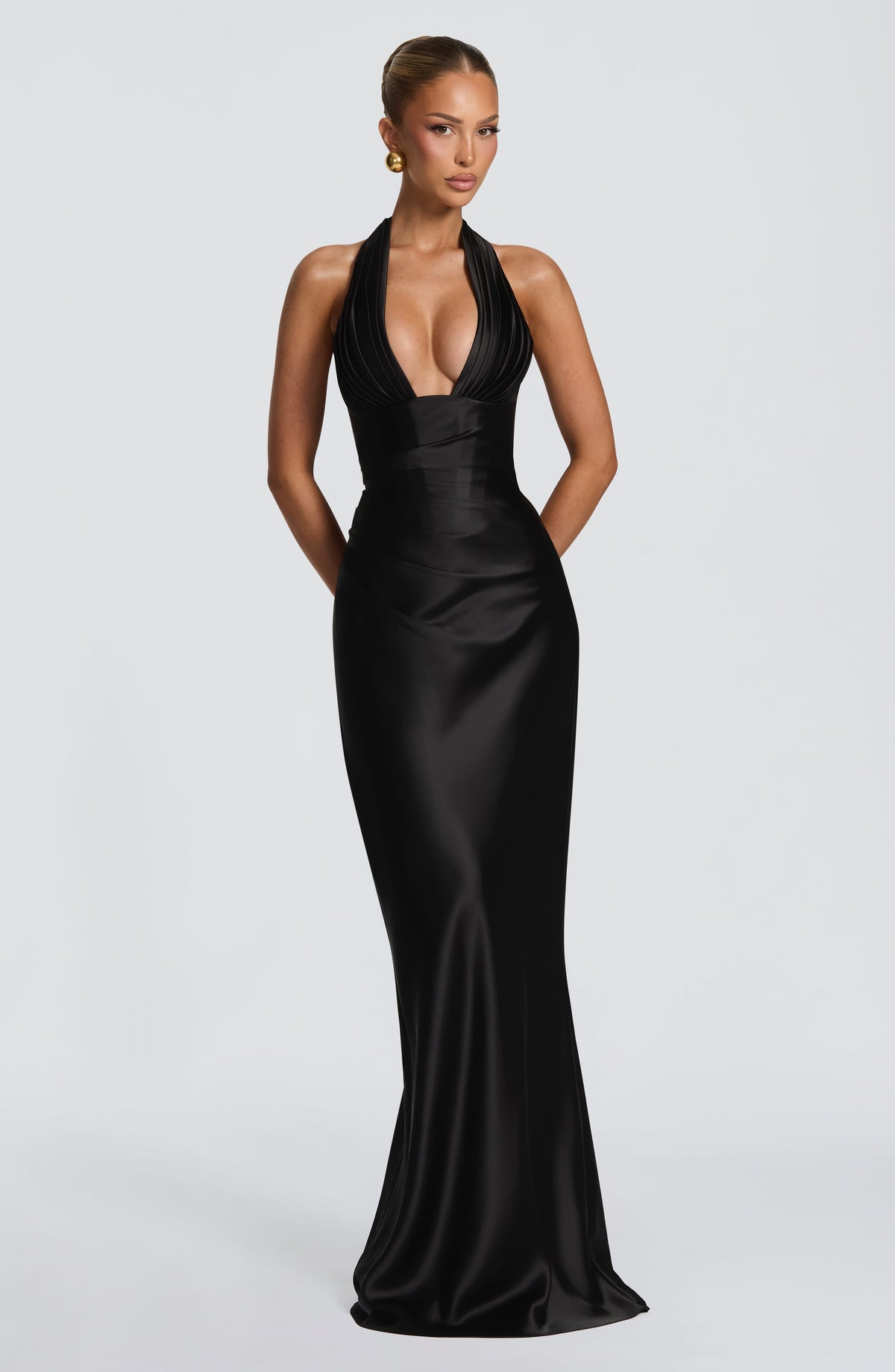Theresa | Damen Tailliertes Rückenfreies Abendkleid mit Neckholder