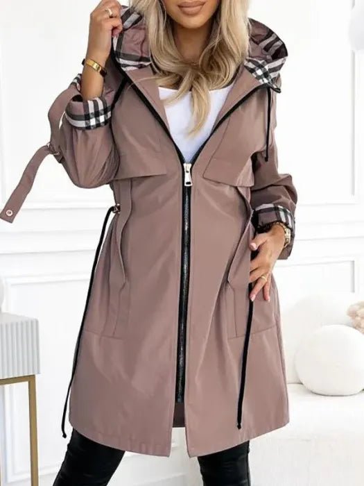 Nadine | Damen Lässig Kapuzen Trenchcoat