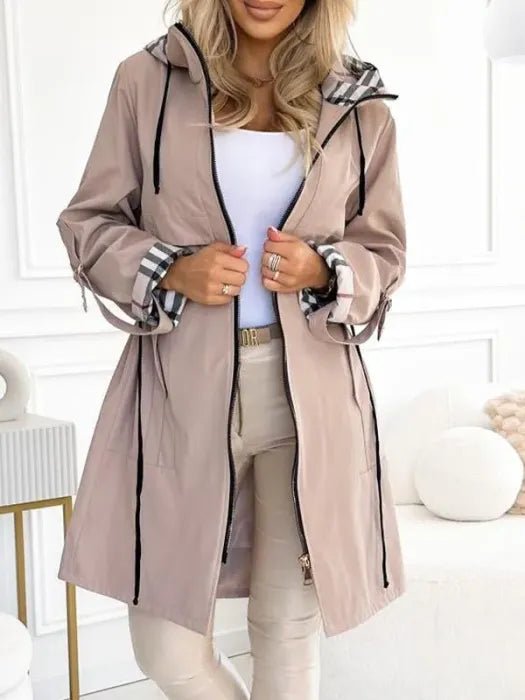 Nadine | Damen Lässig Kapuzen Trenchcoat