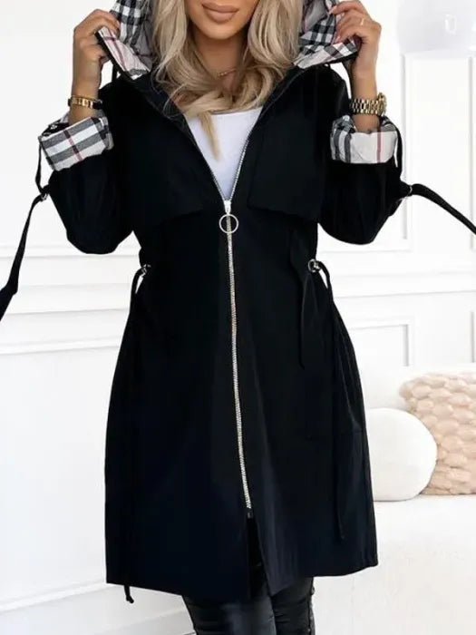 Nadine | Damen Lässig Kapuzen Trenchcoat