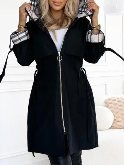 Nadine | Damen Lässig Kapuzen Trenchcoat