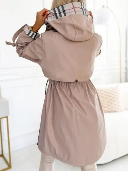 Nadine | Damen Lässig Kapuzen Trenchcoat